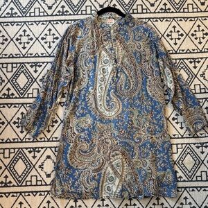 Link Paisley Blouse in Blue, Tan and Green